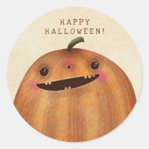 Happy Pumpkins - Cute Halloween Classic Round Sticker