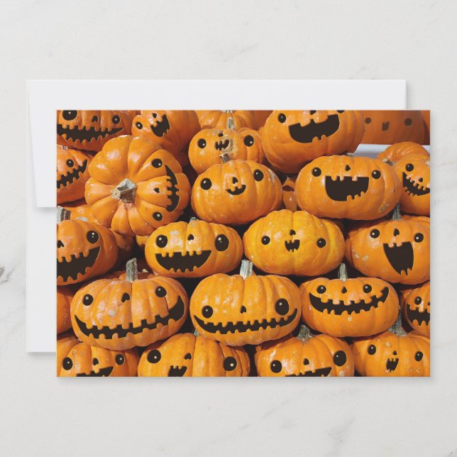 Happy Pumpkins Halloween Fall Season Holiday Card (Front)