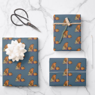 Happy Pumpkins with Candles Wrapping Paper Sheets
