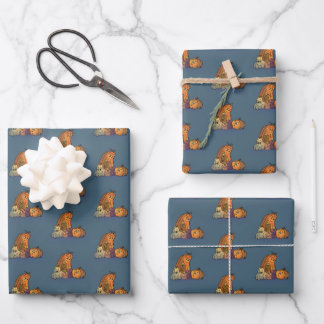 Happy Pumpkins with Candles Wrapping Paper Sheets