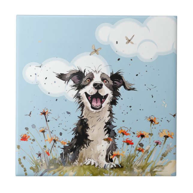 Happy Pup Ceramic Tile (Front)