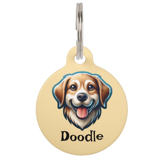 "Happy Pup Custom Tag - Add Name & Contact Info!" (Front)
