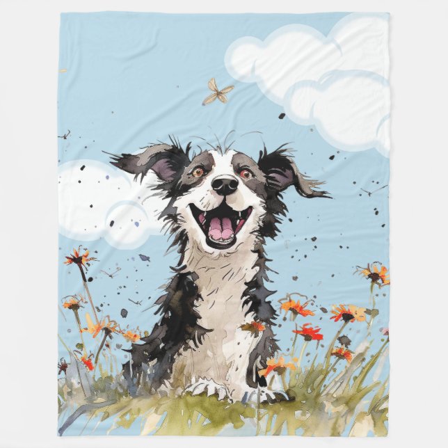 Happy Pup Fleece Blanket (Front)