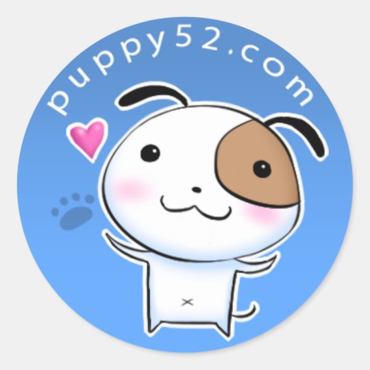 Happy Puppy52 in blue Classic Round Sticker
