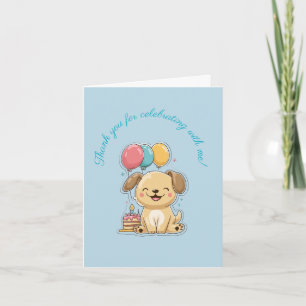 Happy Puppy, 1st Birthday, Folded Thank You Card