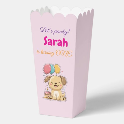 Happy Puppy, 1st Birthday, Girl, Party Favor Box
