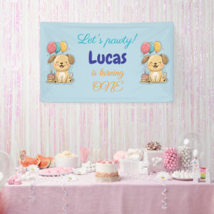 Happy Puppy, Boy, Let's Pawty, 1st Birthday  Banner