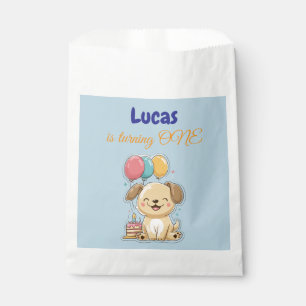 Happy Puppy, Boy, Let's Pawty, 1st Birthday  Favor Bag