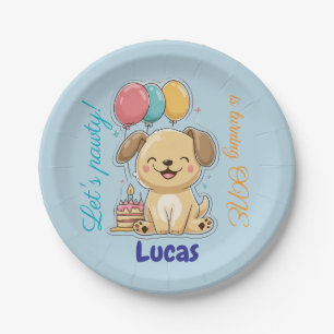 Happy Puppy, Boy, Let's Pawty, 1st Birthday Paper Plates