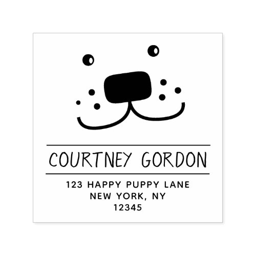 Happy Puppy Dog Return Address _ Funny Pet Self_inking Stamp