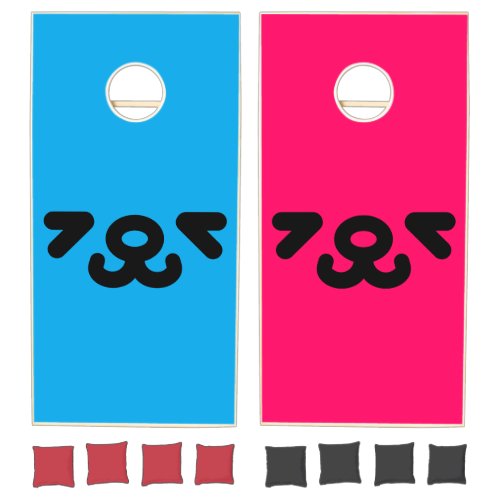 Happy Puppy Face Blue & Pink Cornhole Set