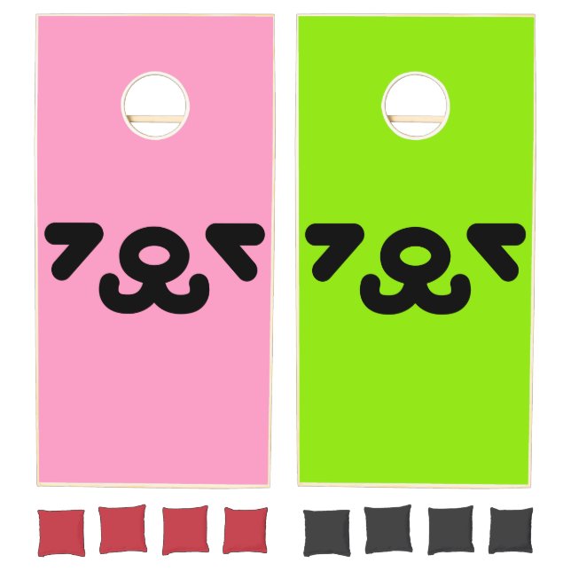 Happy Puppy Face Light Pink & Green Cornhole Set (Set)