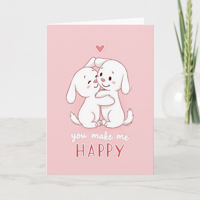 Happy Puppy Hug Love Card (Front)