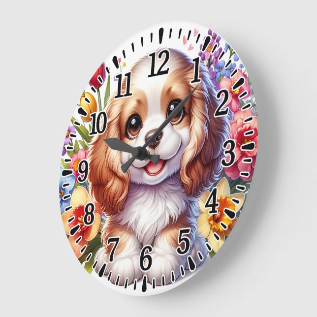 Happy puppy large clock (Angle)