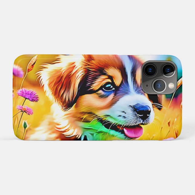 Happy Puppy Meadow Design Case-Mate iPhone Case (Back (Horizontal))