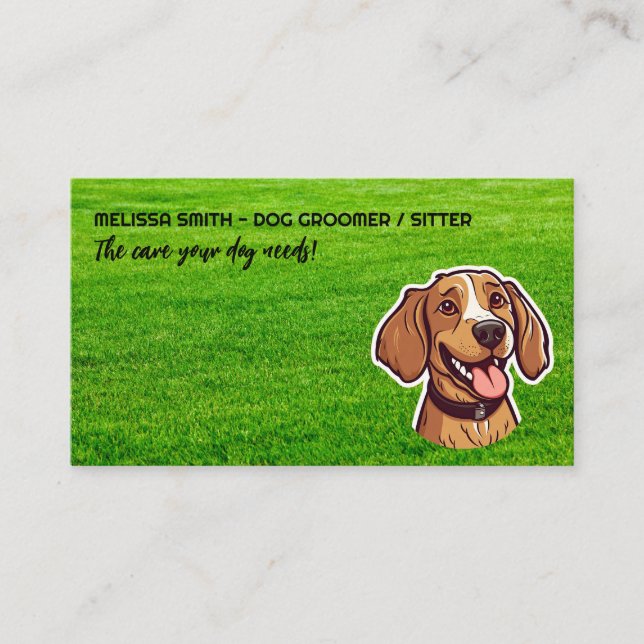 Happy Puppy | Park Grass | Dog Paws Business Card (Front)
