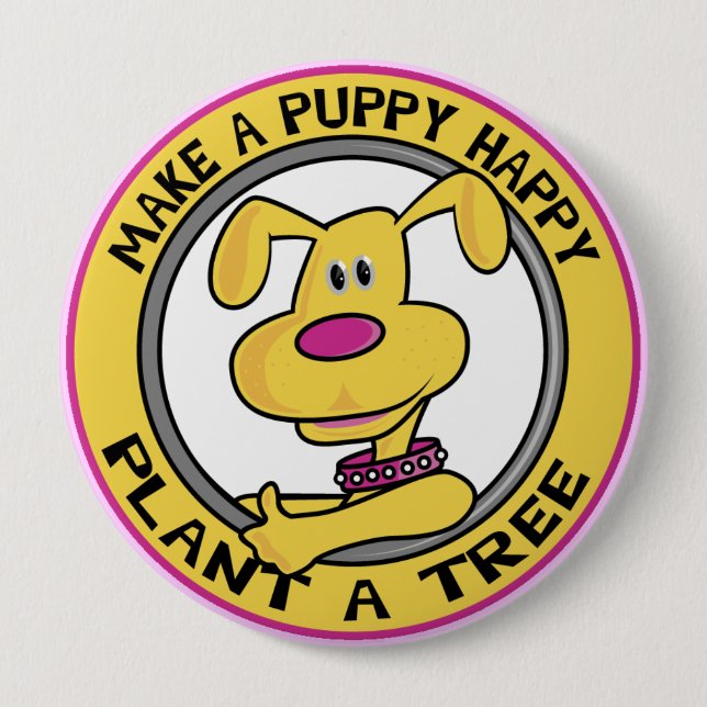 Happy Puppy - Pinback Button (Front)