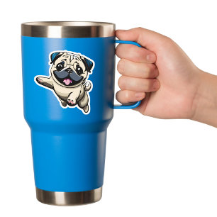 Happy Puppy Pug Jumping Sticker