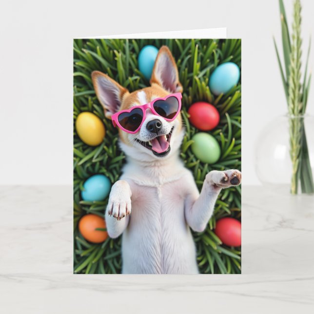 Happy Puppy Springtime Scene Card (Front)