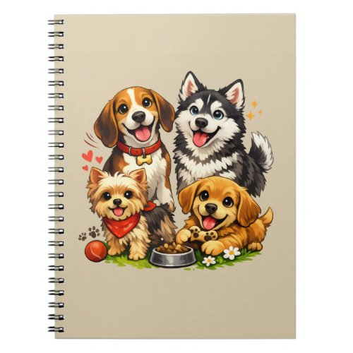 Happy Puppy Squad Cartoon Design Notebook