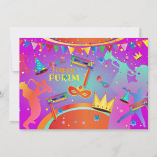 Happy Purim Carnival Party Holiday Card