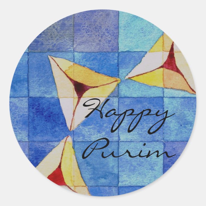 Happy Purim Classic Round Sticker | Zazzle.com