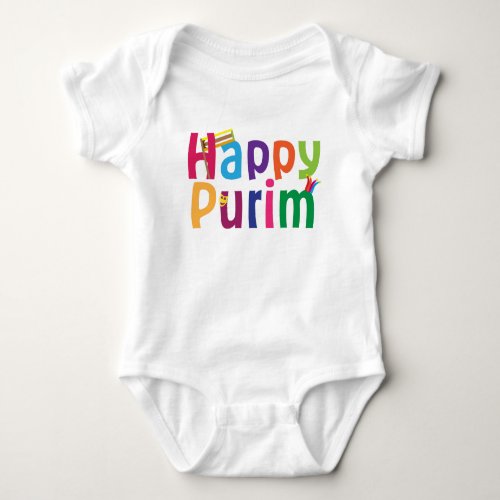 Happy Purim colorful design Baby Bodysuit