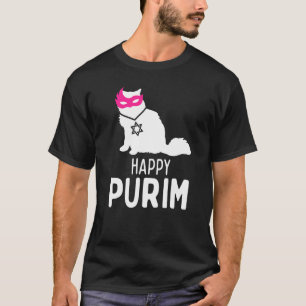 Happy Purim Costume Idea  Cat Hebrew Jewish Holida T-Shirt