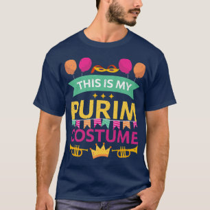 Happy Purim Costume Idea Cute Mask Hebrew Jewish H T-Shirt