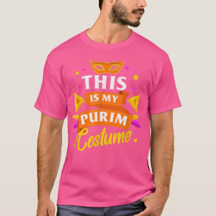 Happy Purim Costume Idea Cute Mask Hebrew Jewish H T-Shirt
