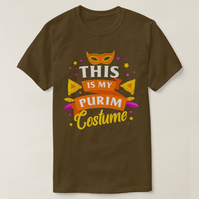 Happy Purim Costume Idea Cute Mask Hebrew Jewish H T-Shirt (Design Front)