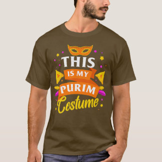 Happy Purim Costume Idea Cute Mask Hebrew Jewish H T-Shirt