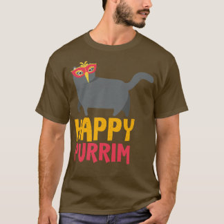 Happy Purim Costume Idea Funny Cat Hebrew Jewish H T-Shirt