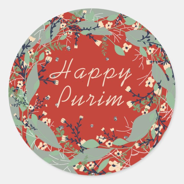 Happy Purim Customize Jewish sticker (Front)