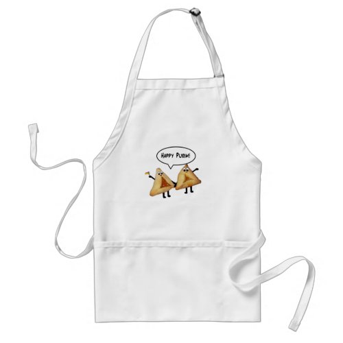 Happy Purim Cute Smiling Hamentaschen Cartoon Adult Apron