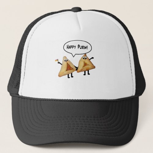 Happy Purim Cute Smiling Hamentaschen Cartoon Trucker Hat