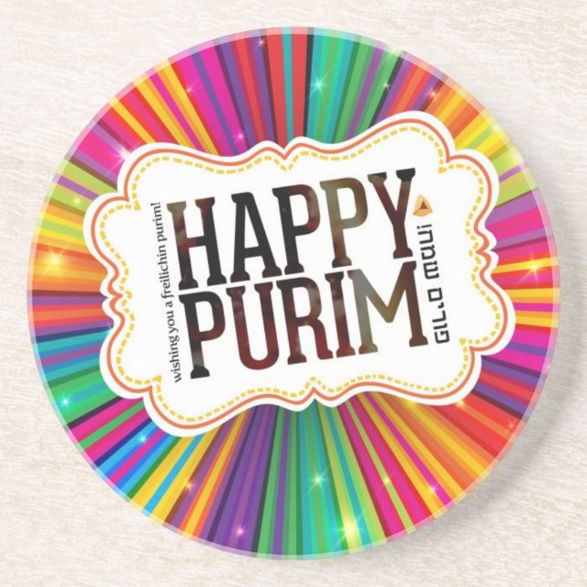happy purim drink coaster (Front)