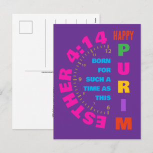 HAPPY PURIM Esther 4:14 For Such A Time As This Holiday Postcard