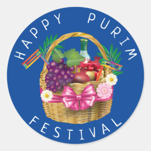 Happy Purim Festival Funny Clown Kids Party Classic Round Sticker