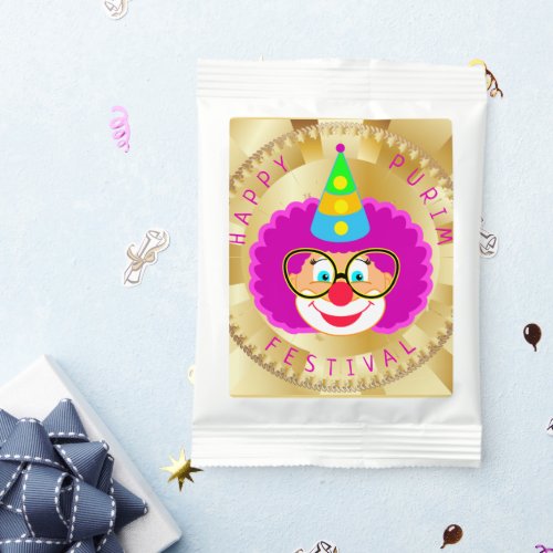 Happy Purim Festival Funny Clown Kids Party Gold Margarita Drink Mix