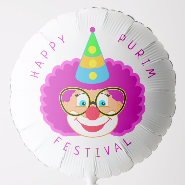 Happy Purim Festival Funny Clown toy Balloon (Front)
