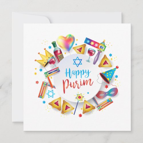 Happy Purim Festival Hamantaschen  Gragger Hebrew Holiday Card