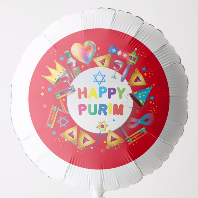 Happy Purim Festival Jewish Holiday Kids Party Balloon (Front)