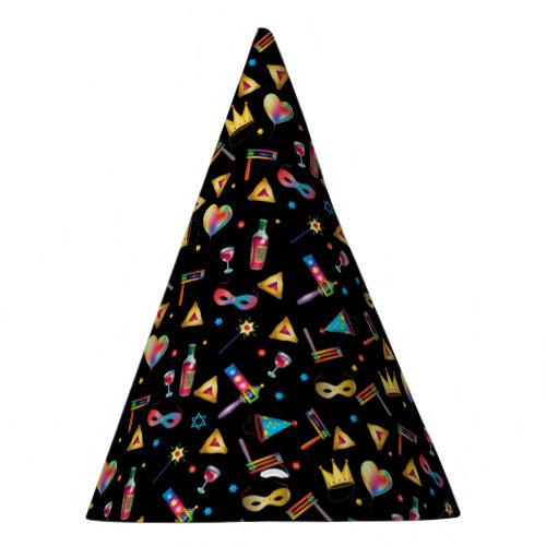 Happy Purim Festival Kids Party Gift Black Pattern Party Hat