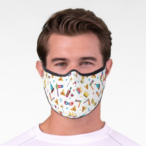 Happy Purim Festival Kids Party Gifts Pattern Premium Face Mask