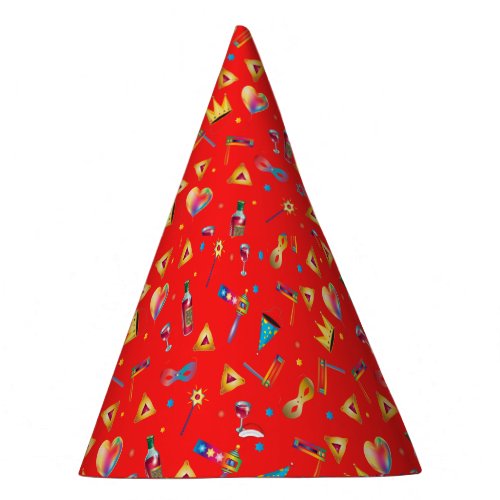 Happy Purim Festival Kids Party Gifts Red Pattern Party Hat