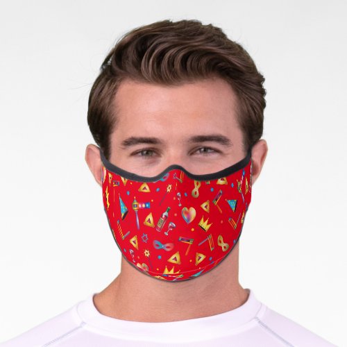 Happy Purim Festival Kids Party Gifts Red Pattern Premium Face Mask