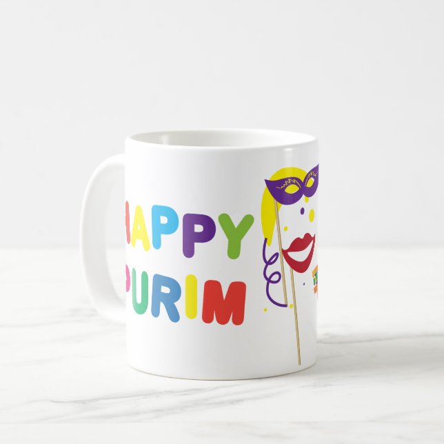 Happy Purim Festival Kids Party Pattern Coffee Mug (Front Left)
