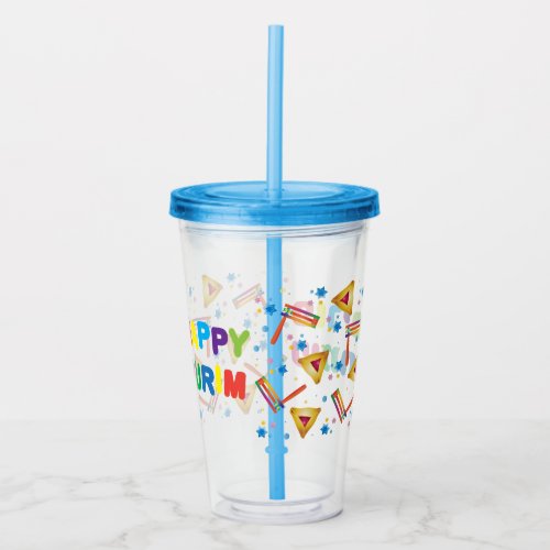 Happy Purim Festival Kids Party Pattern Holiday Acrylic Tumbler