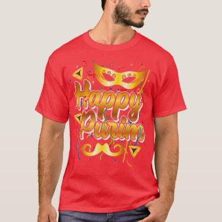 Happy Purim Festival Mask Mustache  T-Shirt